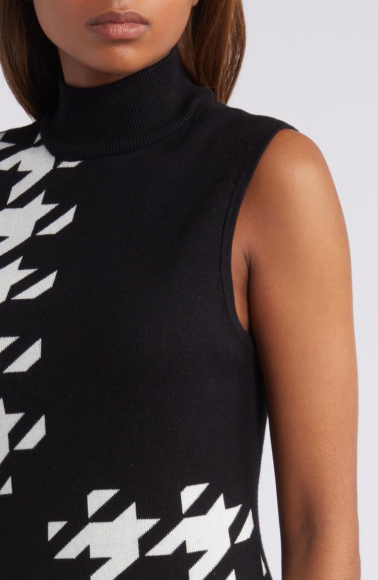 Anne Klein Houndstooth Mock Neck Cotton Blend Sweater Dress, Alternate, color, 