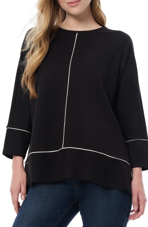 Jones New York Serenity Piped Knit Top in Jones Black Jones White 