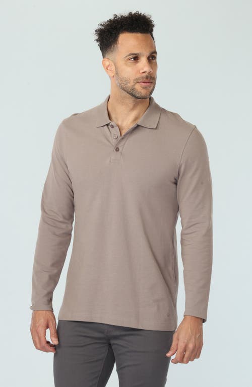 Vustra Driftwood Long Sleeve Polo In Brown