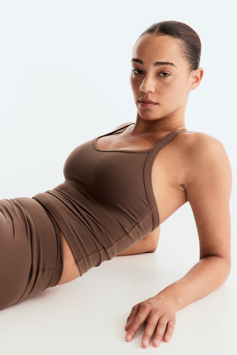 Integral-bra Sports Top With Softmove, Alternate, color, Mocha