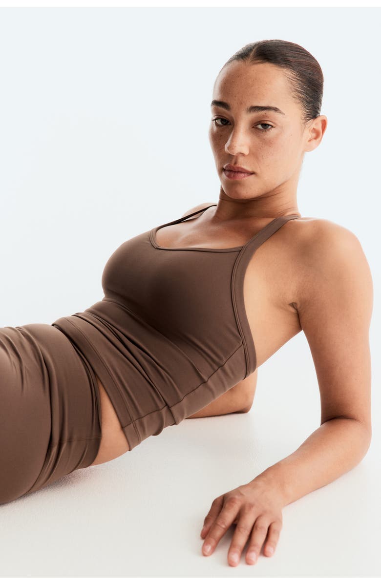 H&M Integral-bra Sports Top With Softmove, Alternate, color, Mocha