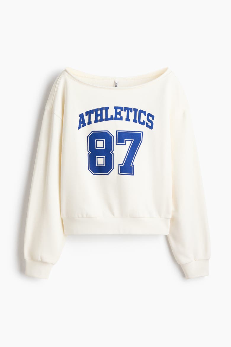 Off-The-Shoulder Sweatshirt, Alternate, color, Cream/87