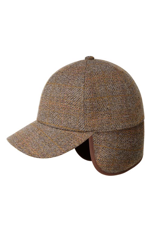 Bailey Nesbit Plaid Baseball Cap with Convertible Earflaps in Tan Multi Plaid 