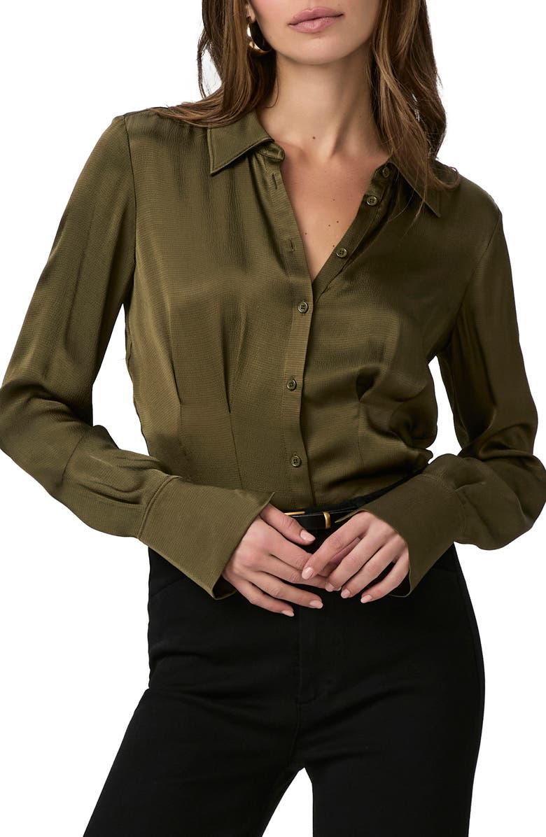 PAIGE Nelly Button-Up Shirt, Main, color, Spanish Moss