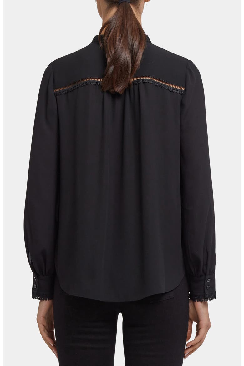 Janie Lattice Inset Button-Up Shirt, Alternate, color, BLACK