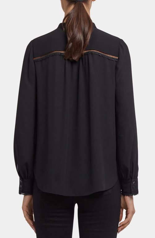 Nydj Janie Lattice Inset Button-up Shirt In Black