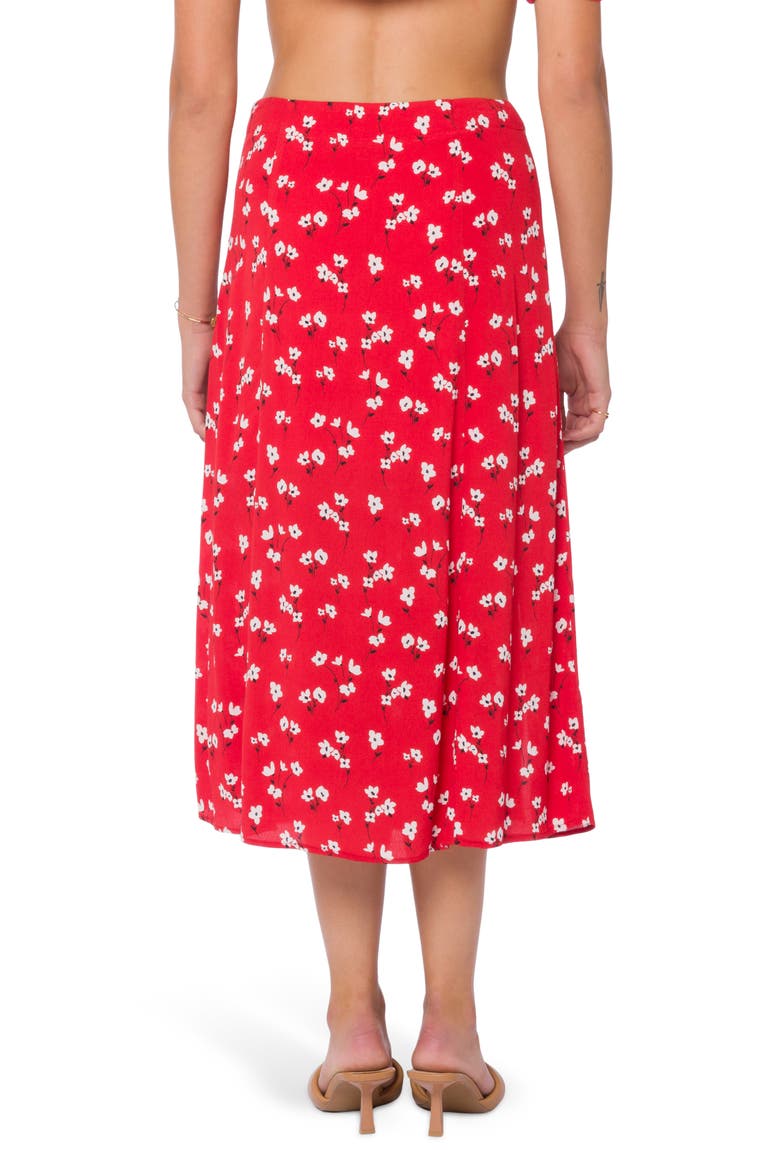 Pull-On Floral Midi Skirt, Alternate, color, RED POPPY