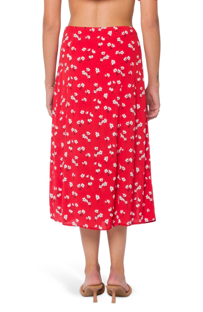 VELVET HEART Pull-On Floral Midi Skirt, Alternate, color, Red Poppy