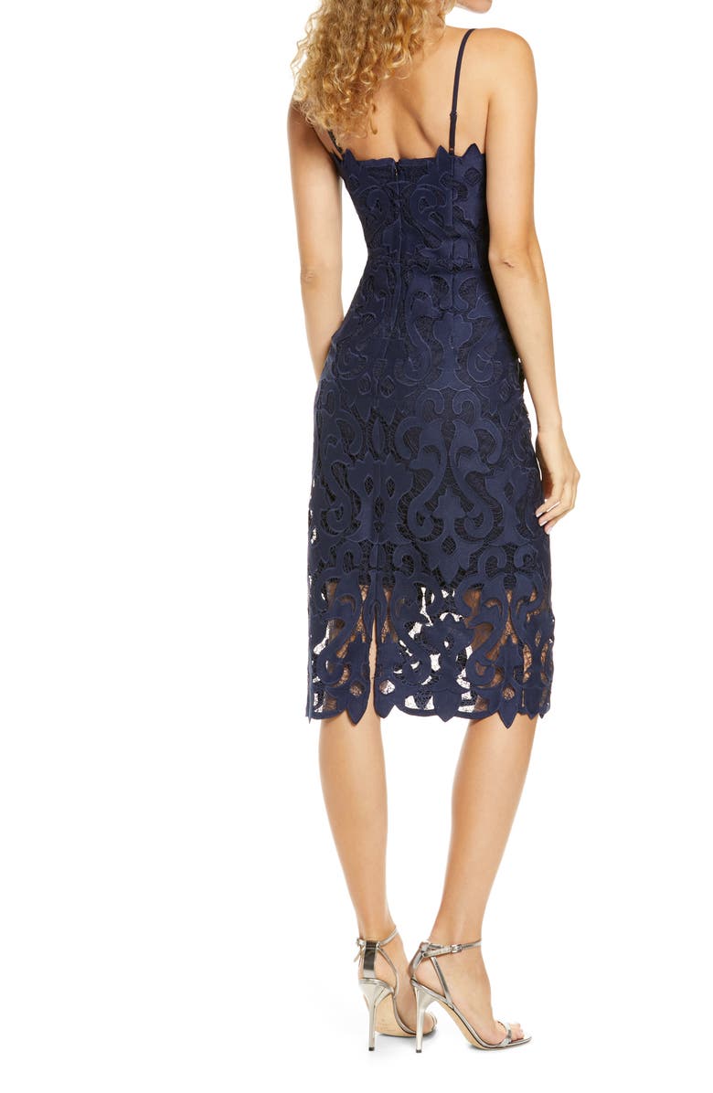 Bardot Lina Lace Cocktail Dress, Alternate, color, Navy
