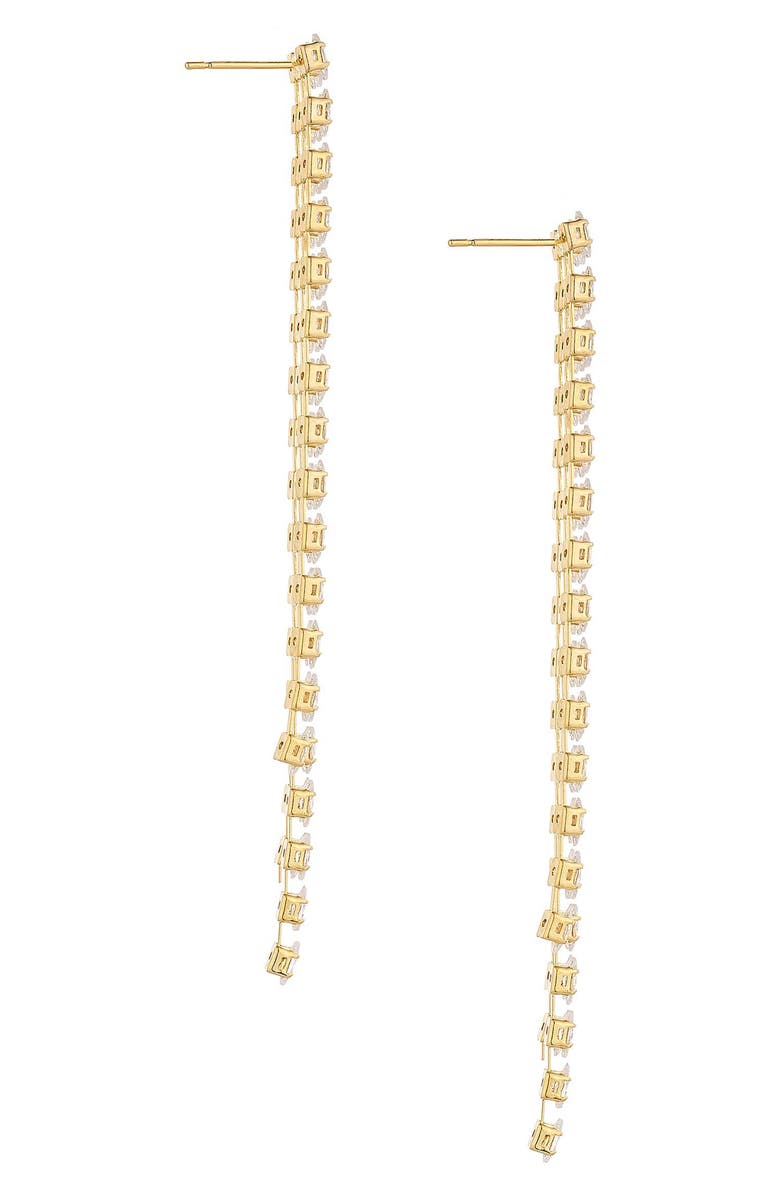 Ettika Crystal Fringe Linear Drop Earrings, Alternate, color, Gold