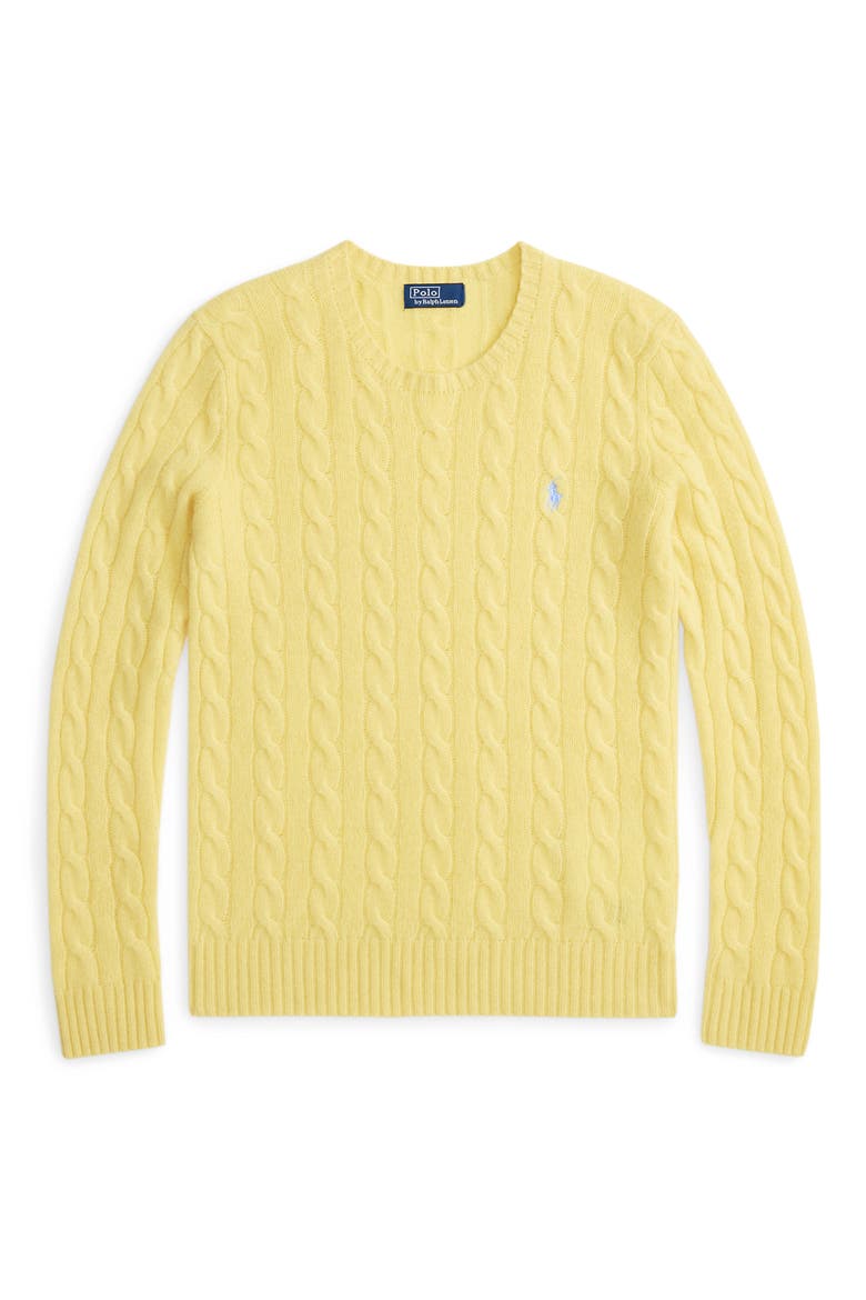 Cable Stitch Wool & Cashmere Sweater, Alternate, color, FALL YELLOW