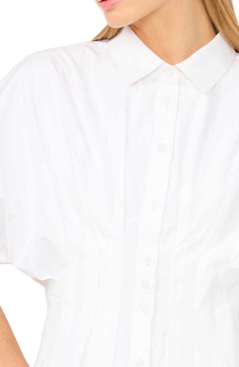 Halogen<sup>®</sup> Colorblock Short Sleeve Cotton Shirtdress, Alternate, color, Bright White