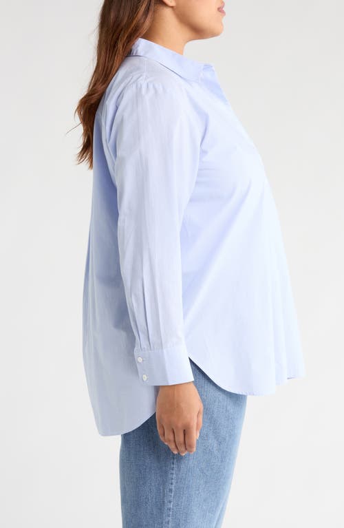 Eileen Fisher Classic Collar Easy Organic Cotton Button-up Shirt In Blue