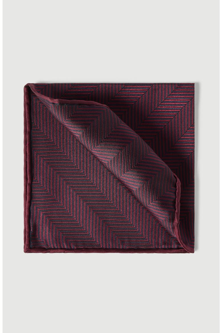Silk chevron pocket square, Main, color, Burgundy