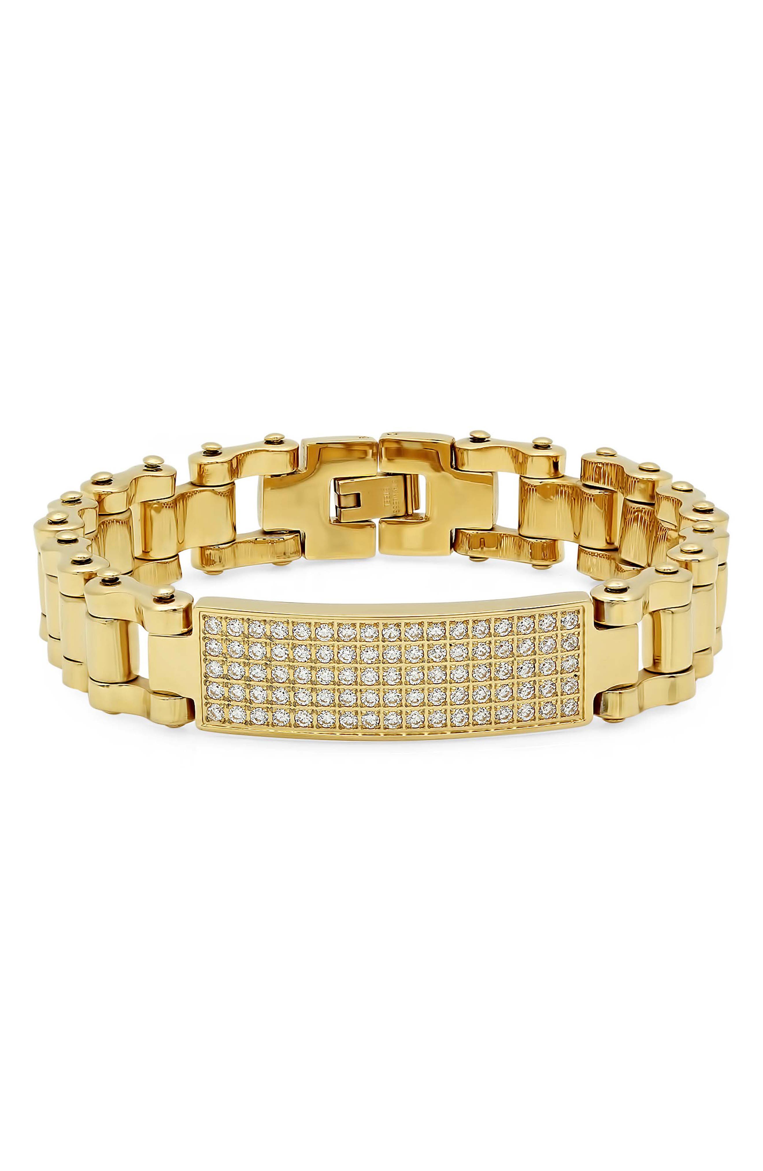 STEELTIME Men's Cubic Zirconia ID Chain Bracelet
