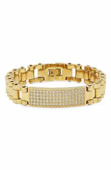 STEELTIME Men's Cubic Zirconia ID Chain Bracelet