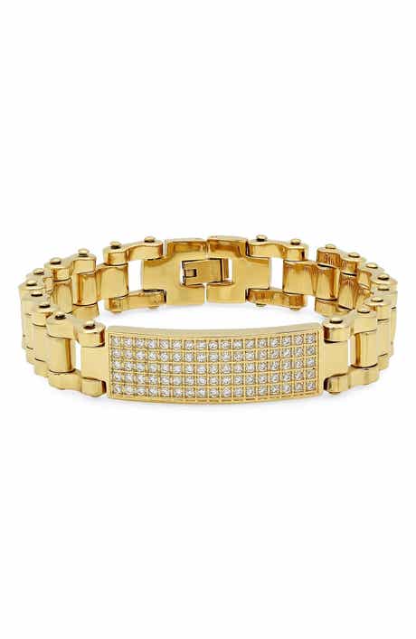 STEELTIME Men's Cubic Zirconia ID Chain Bracelet