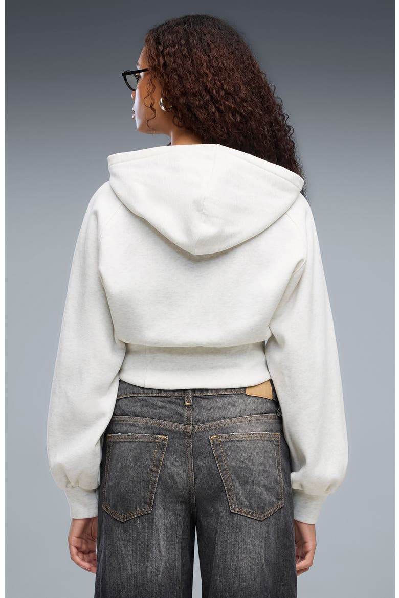 Street Glam Stud Detail Zip Front Hoodie, Alternate, color, WHITE GLOW HEATHER