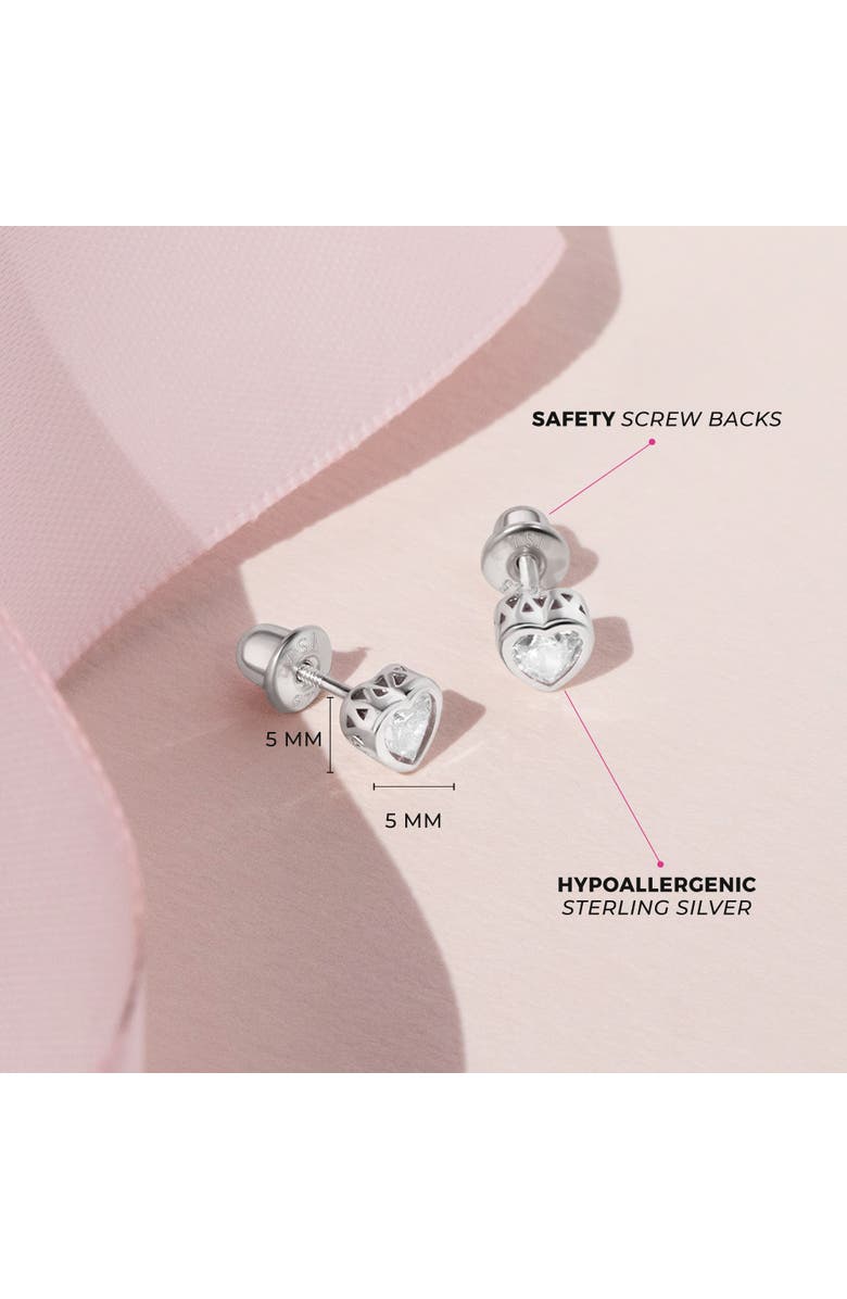 In Season Jewelry Cubic Zirconia Birthstone Heart Earrings, Alternate, color, April