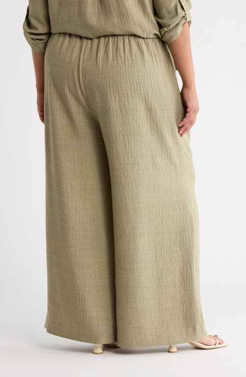 Max Studio Wied Leg Drawstring Pants In Green