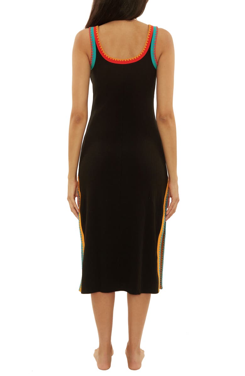 Lucky Brand Avila Rib Cover-Up Midi Dress, Alternate, color, Black