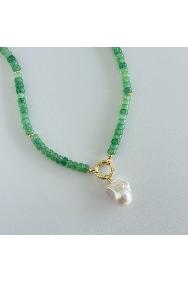 Green Goddess Pearl Necklace, Alternate, color, Green