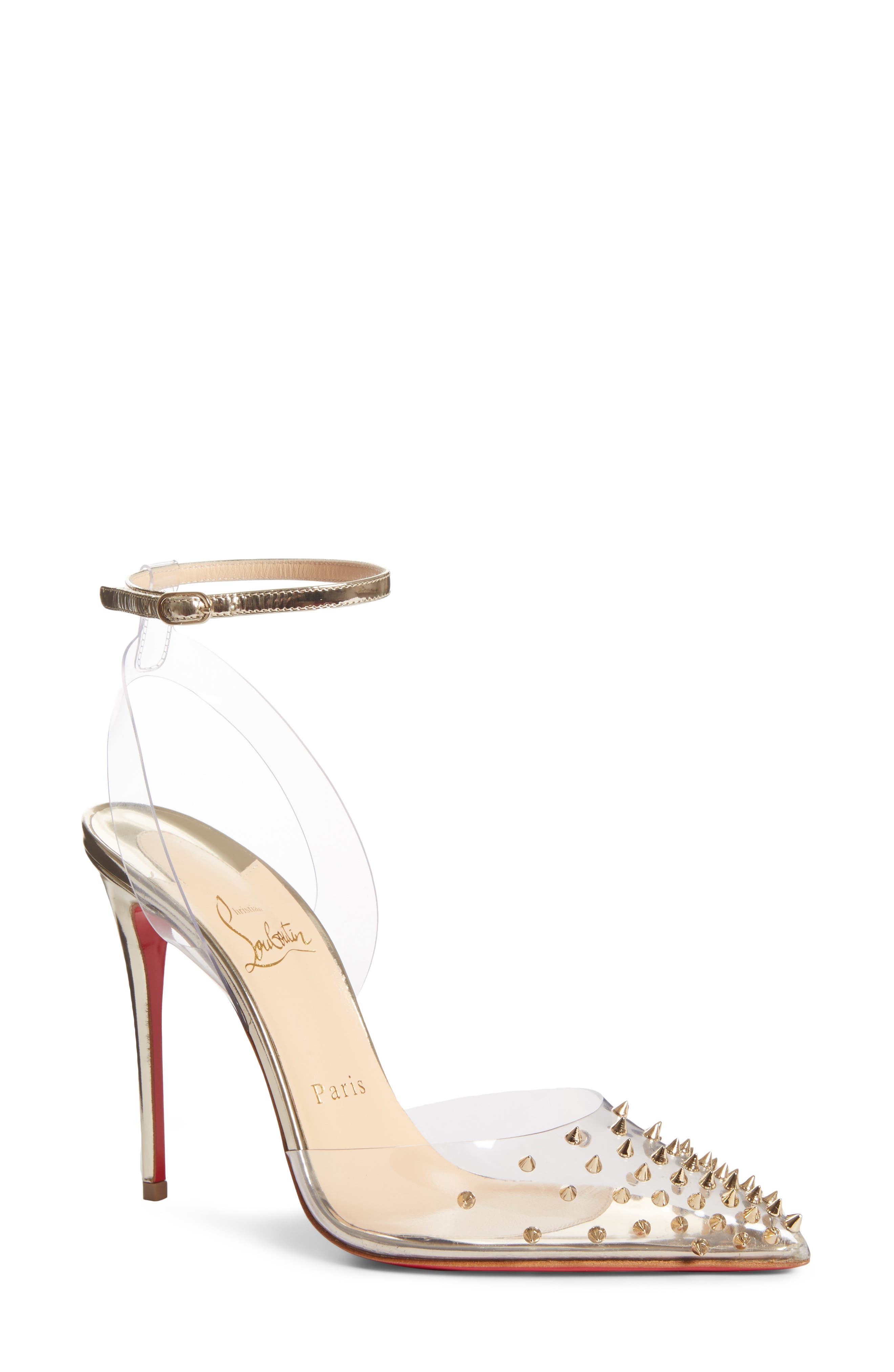 Christian Louboutin Spikoo Clear Ankle Strap Pump, Main, color, 