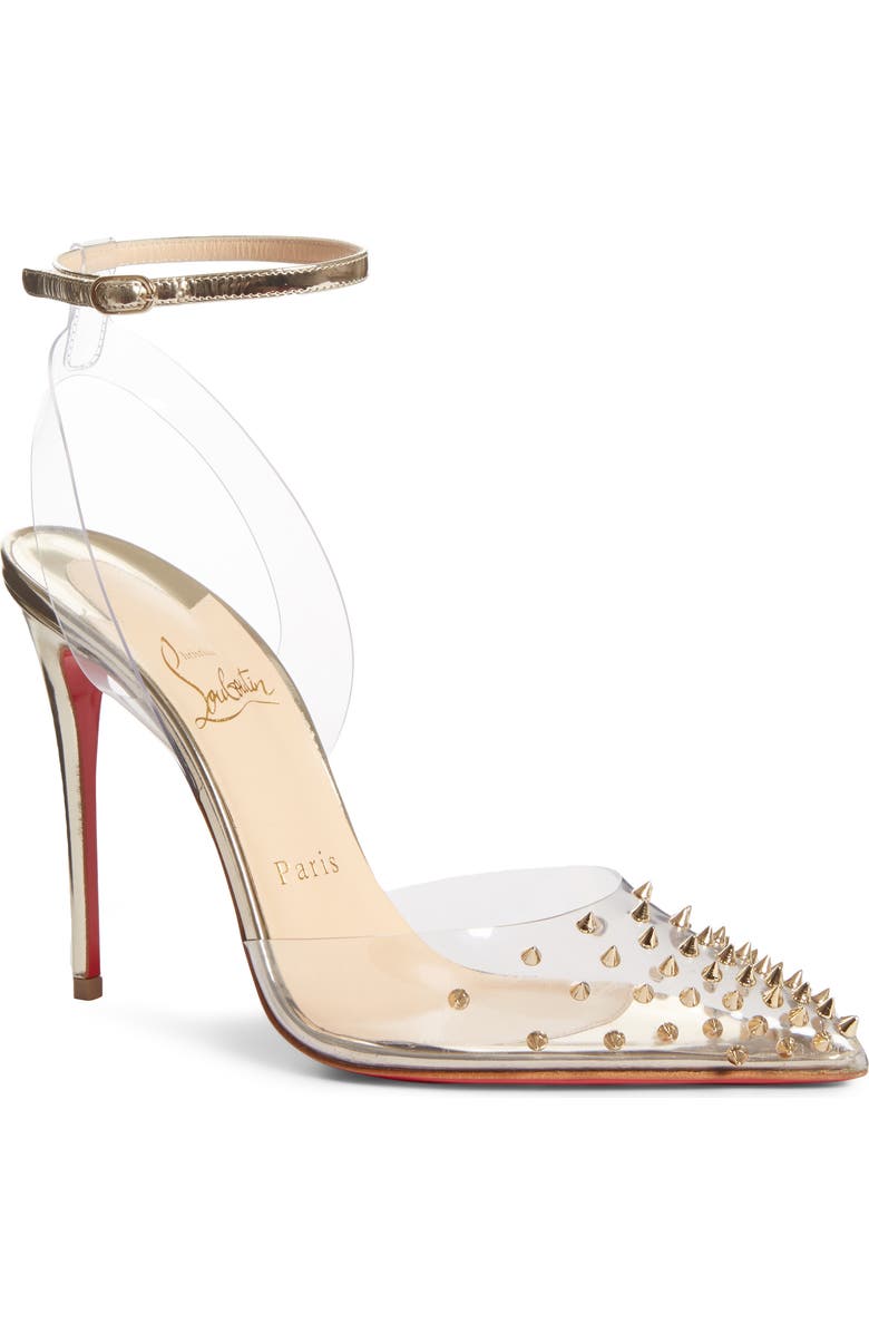 Christian Louboutin Spikoo Clear Ankle Strap Pump, Main, color,