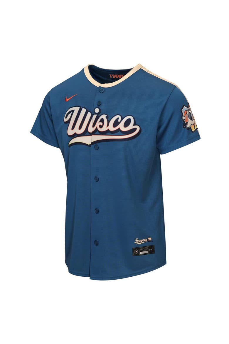 Youth Nike  Mineral Blue Milwaukee Brewers 2026 City Connect Stadium Jersey, Alternate, color, Mineral Blue