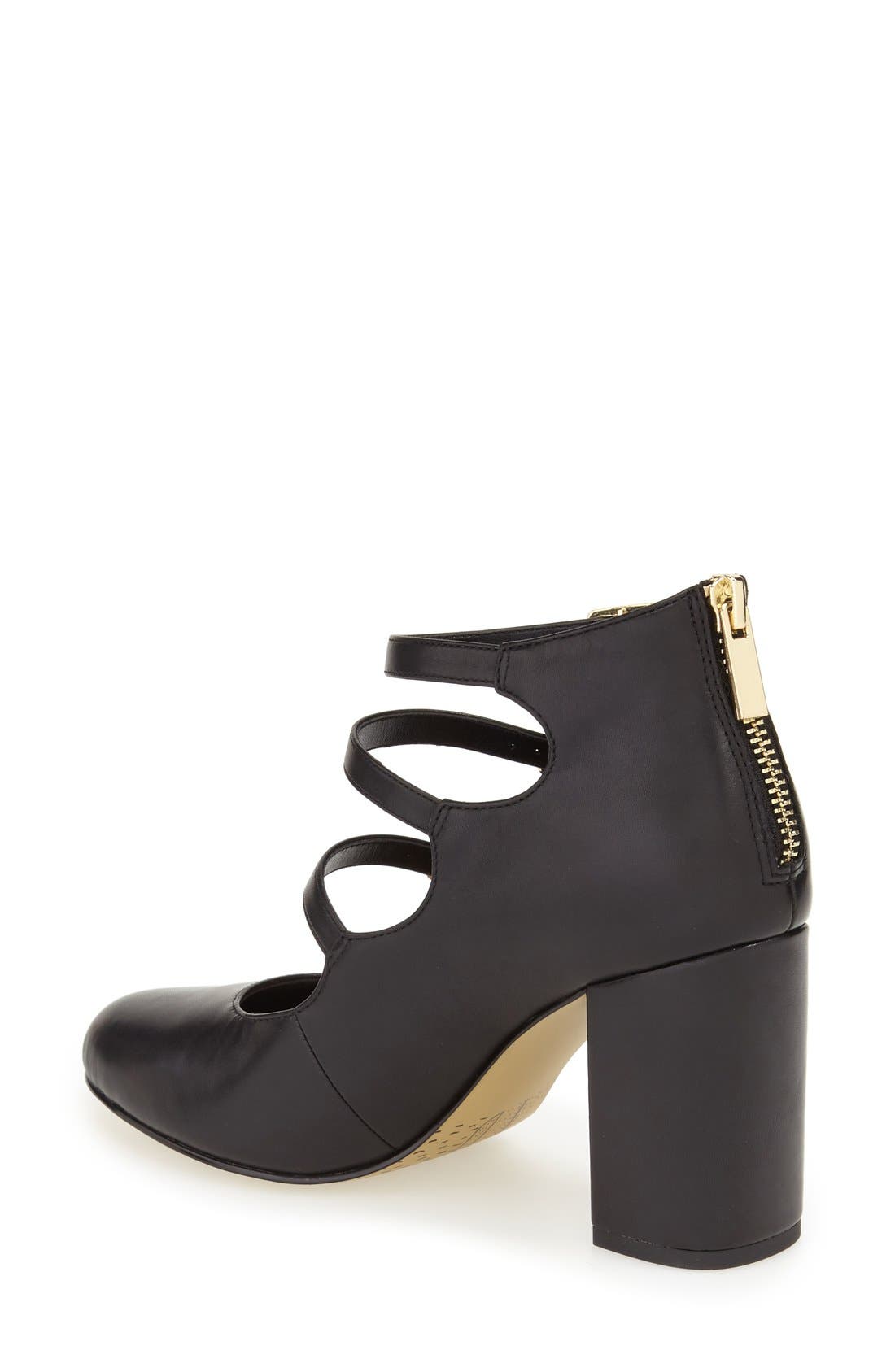 'Nettie' Block Heel Pump, Alternate, color, BLACK LEATHER