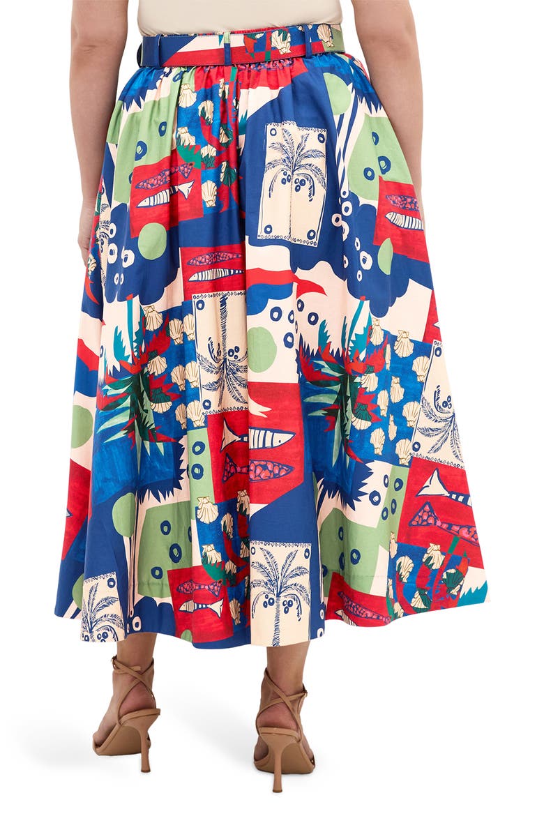 Elysia Printed Cotton Maxi Skirt, Alternate, color, MARINE SCAPE