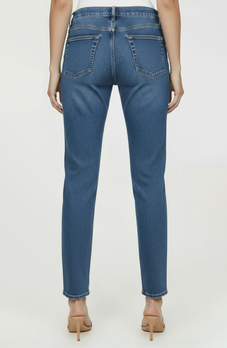 bebe The Bling Slit Straight Leg Jeans, Alternate, color, Medium Blue