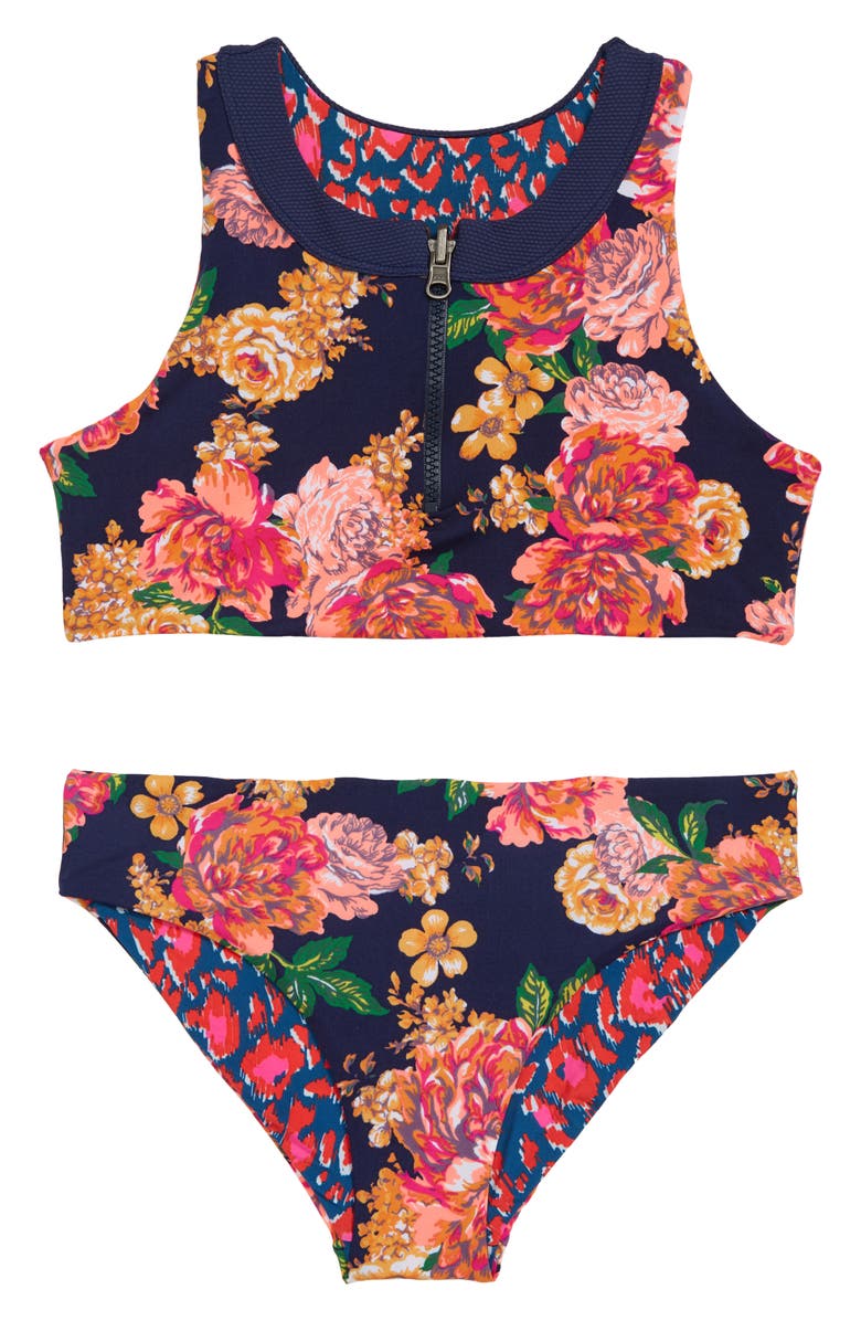Maaji Kids' Peony Floral Reversible Two-Piece Swimsuit, Main, color,