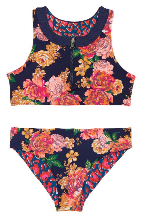 Kids' Peony Floral Reversible Two-Piece Swimsuit (Big Girl)