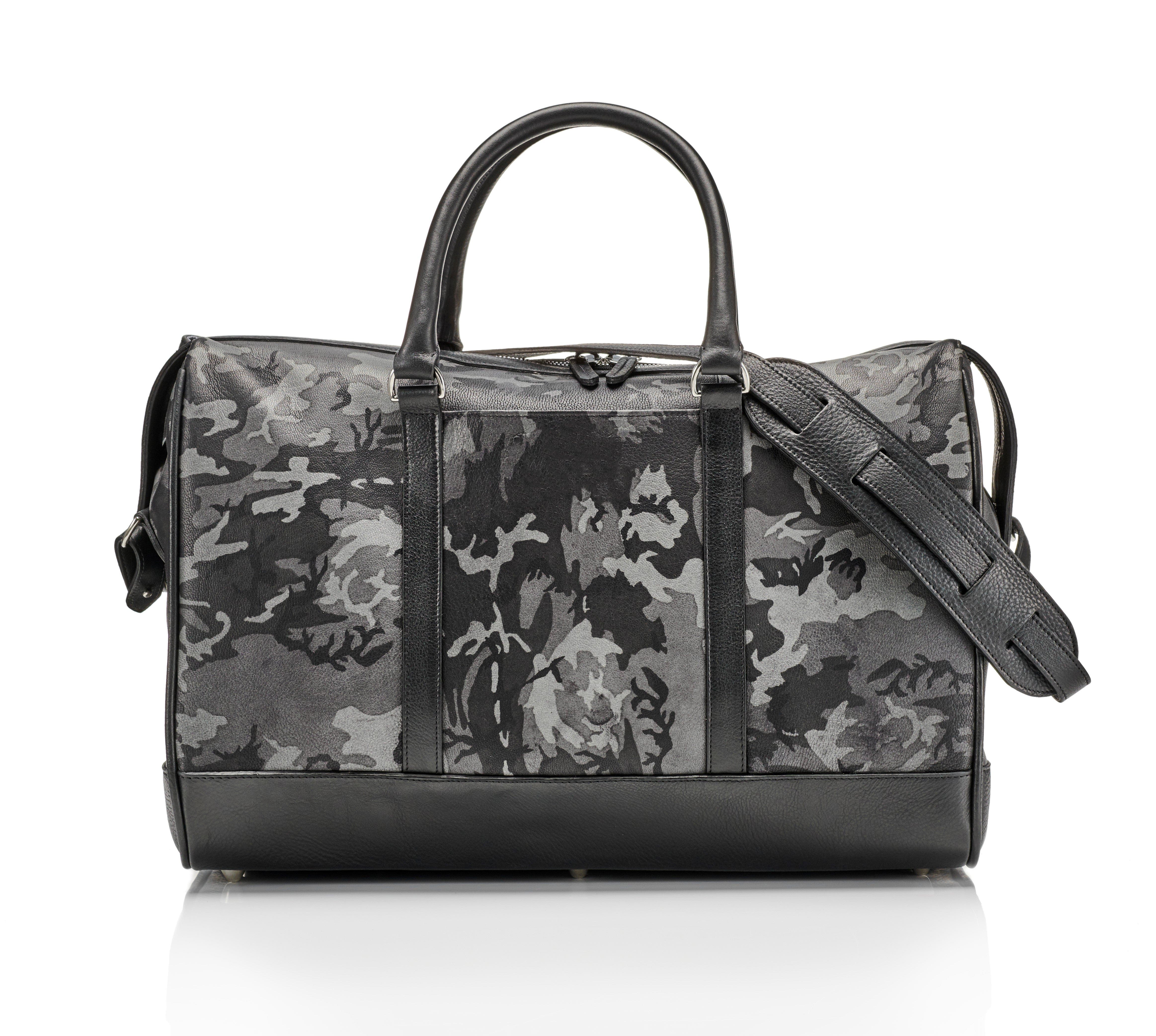 Prince of Scots Wanderlust Leather Weekender, Alternate, color, Grey Camo