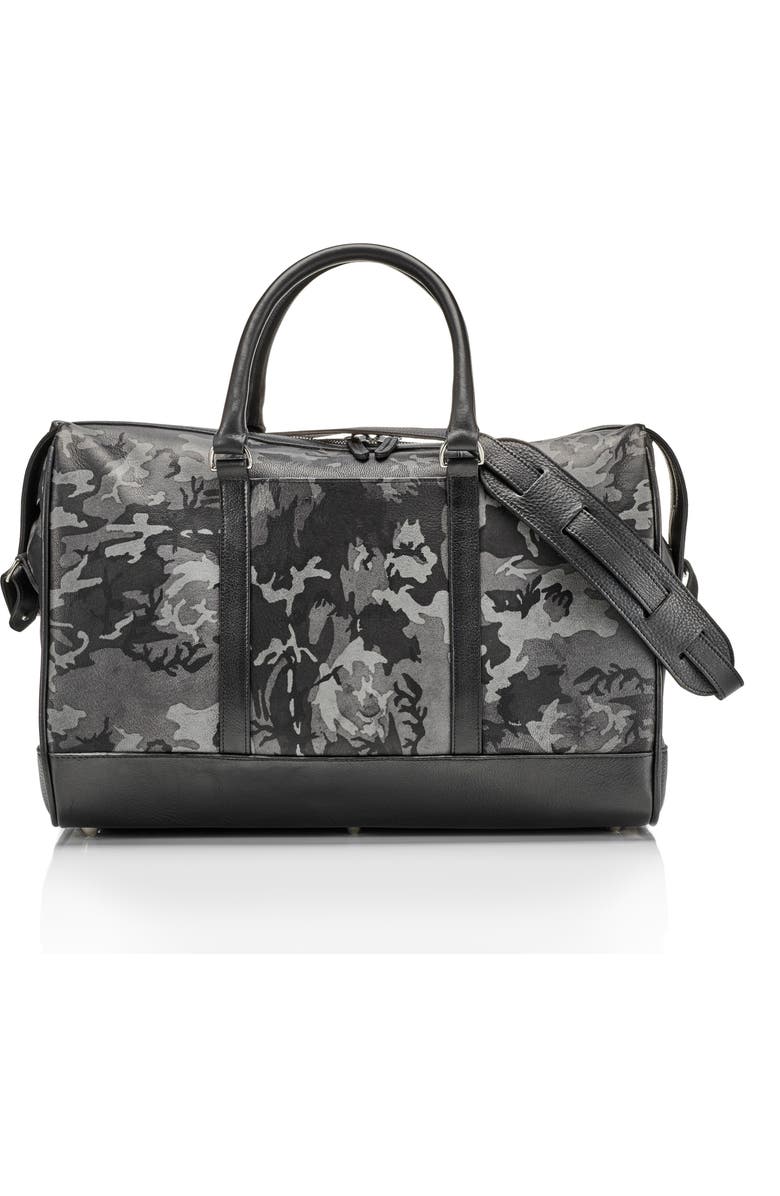 Prince of Scots Wanderlust Leather Weekender, Alternate, color, Grey Camo