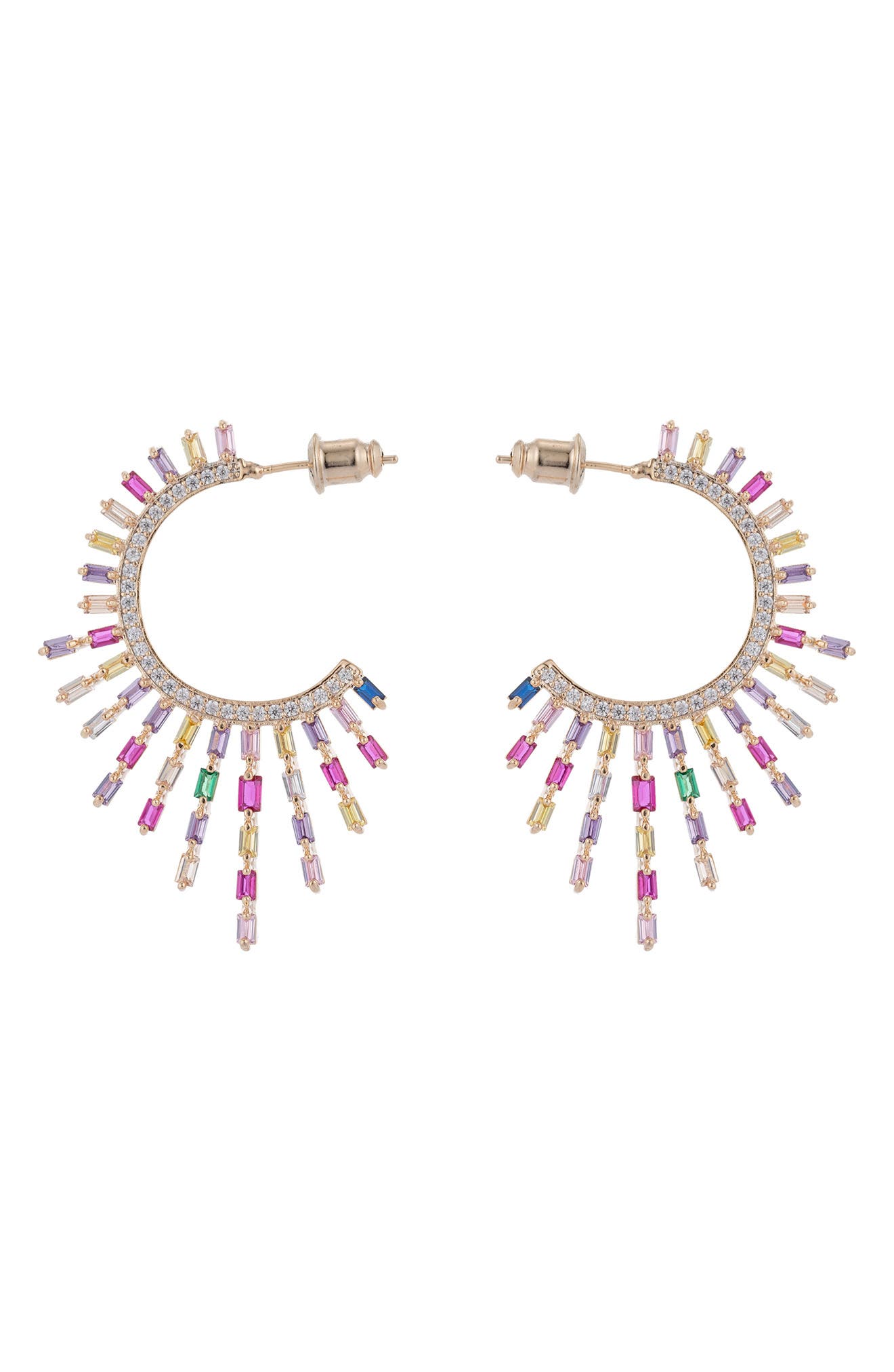EYE CANDY LOS ANGELES Multicolor Cubic Zirconia Hoop Earrings