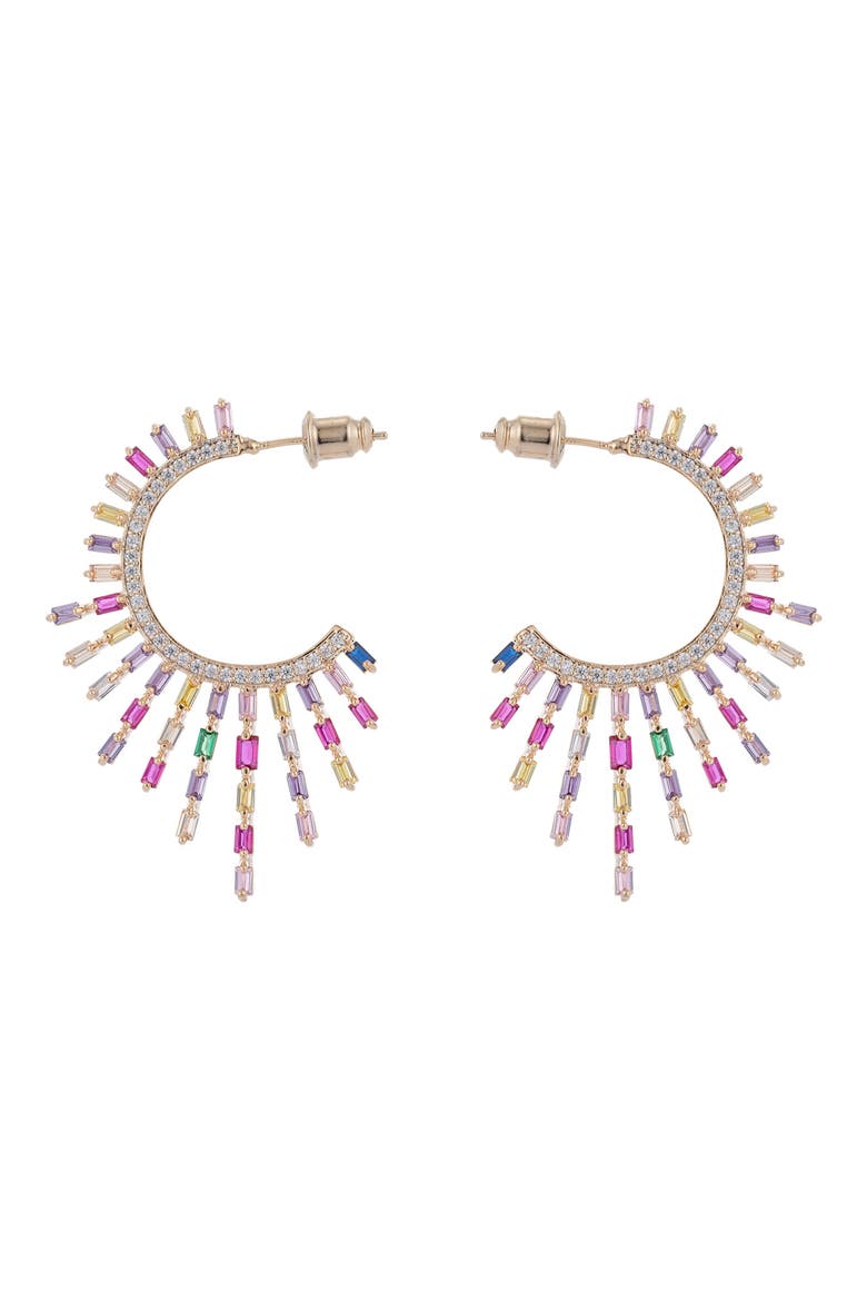 Multicolor Cubic Zirconia Hoop Earrings, Main, color, GOLD