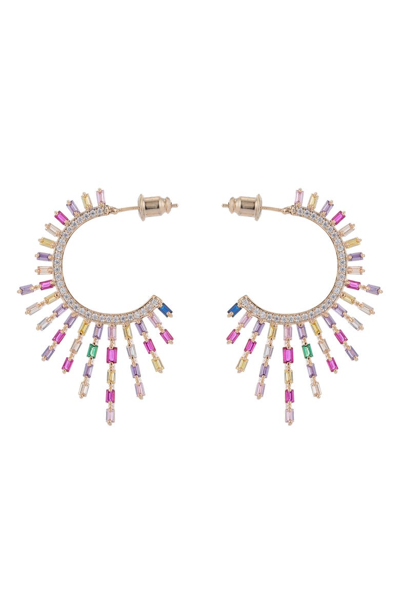 EYE CANDY LOS ANGELES Multicolor Cubic Zirconia Hoop Earrings, Main, color, Gold