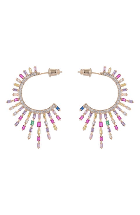 Multicolor Cubic Zirconia Hoop Earrings