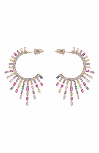 Multicolor Cubic Zirconia Hoop Earrings