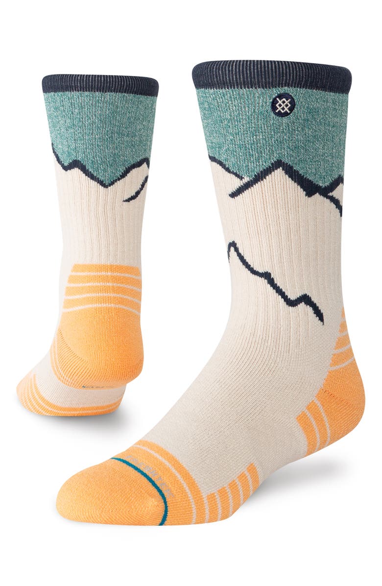 Stance Peaking Hike Crew Socks, Alternate, color, Tan