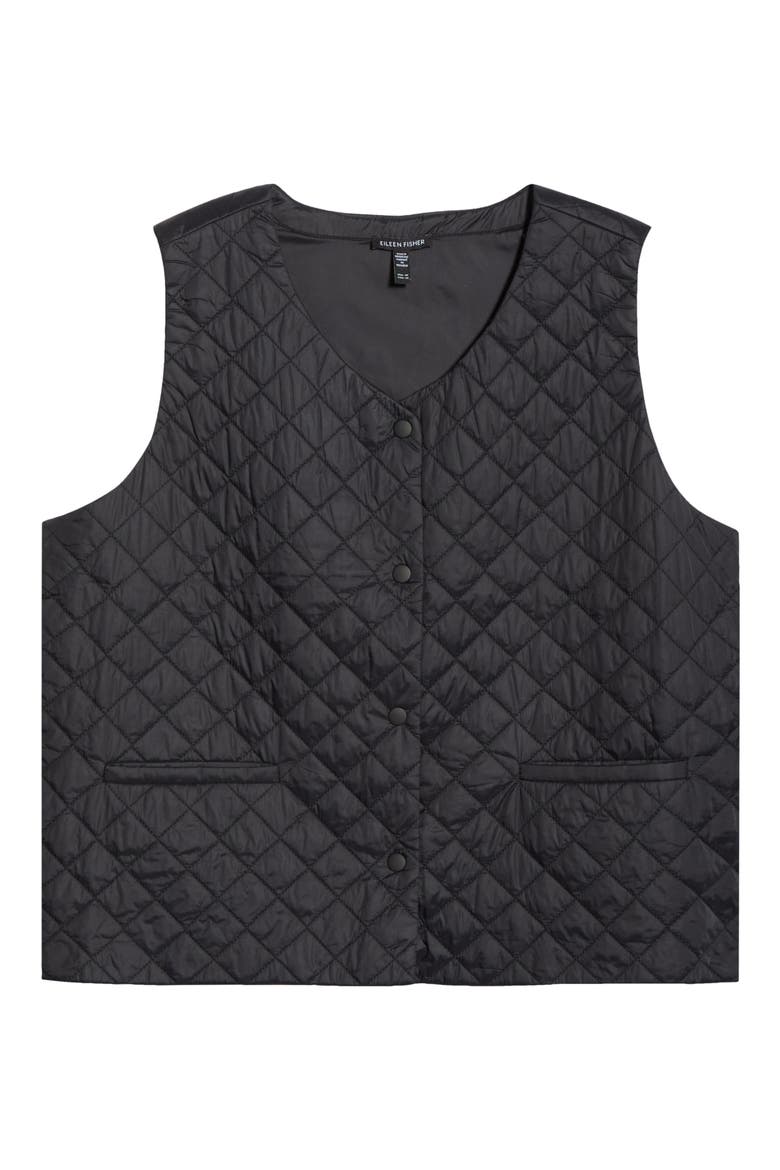 Diamond Quilted Recycled Nylon Vest, Alternate, color, BLACK