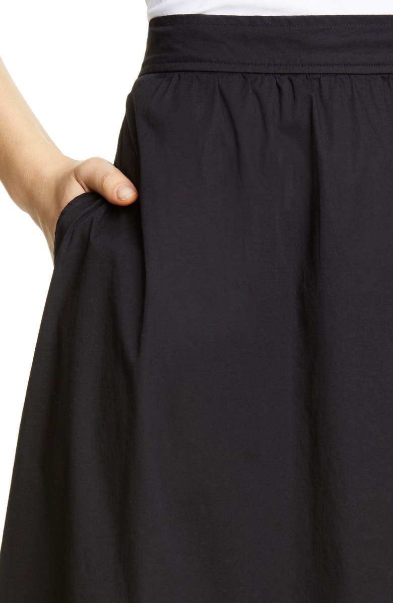 Eileen Fisher Gathered Organic Stretch Cotton Midi Skirt, Alternate, color,