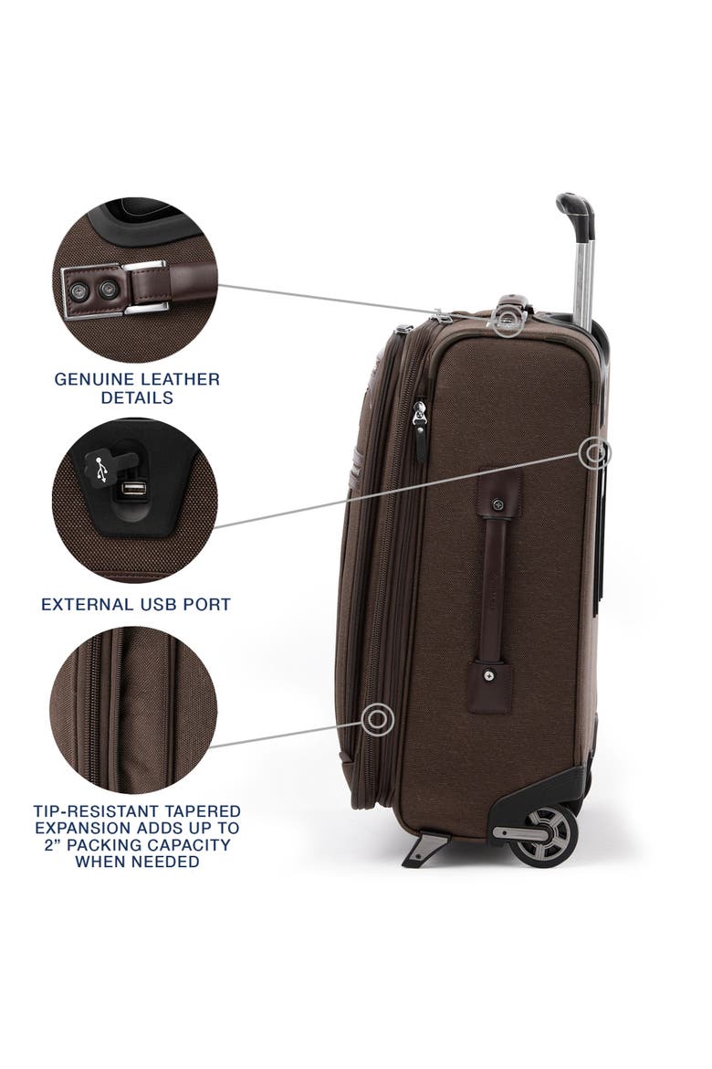Platinum Elite Softside Expandable 22" Upright Carry On Luggage, Alternate, color, Rich Espresso