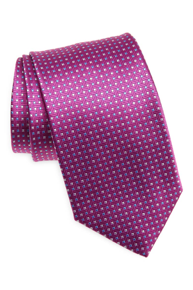 Neat Square Silk Tie, Main, color, FUCHSIA