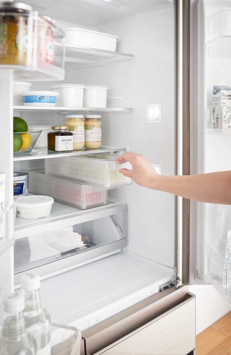 Yamazaki Divided Fridge Colander with Lid, Alternate, color, White