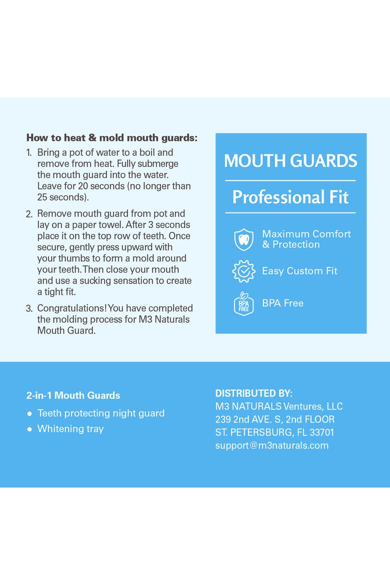 Custom Fit Mouth Guards with Storage Case, 4 Count, Alternate, color, No Colour