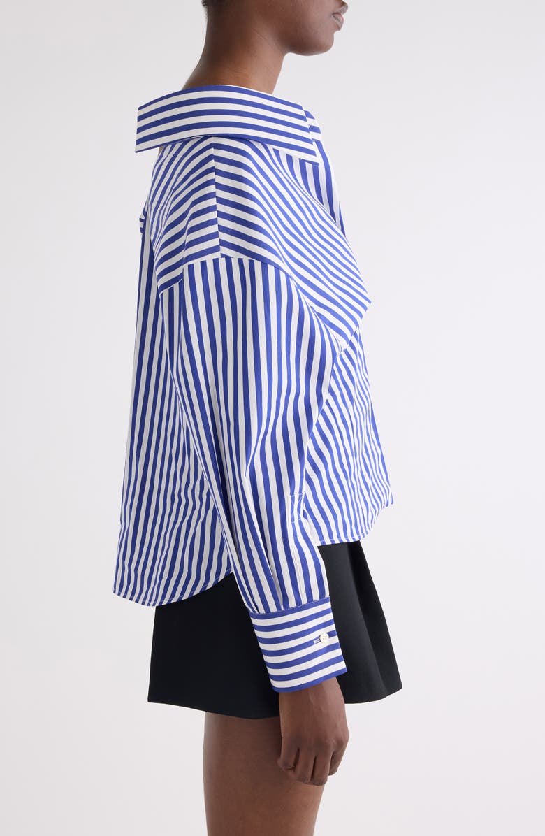 Givenchy Stripe Cotton Open Shirt, Alternate, color, Electric Blue/ White