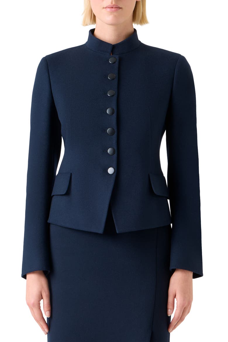 Fitted Virgin Wool Flannel Jacket, Main, color, NAVY